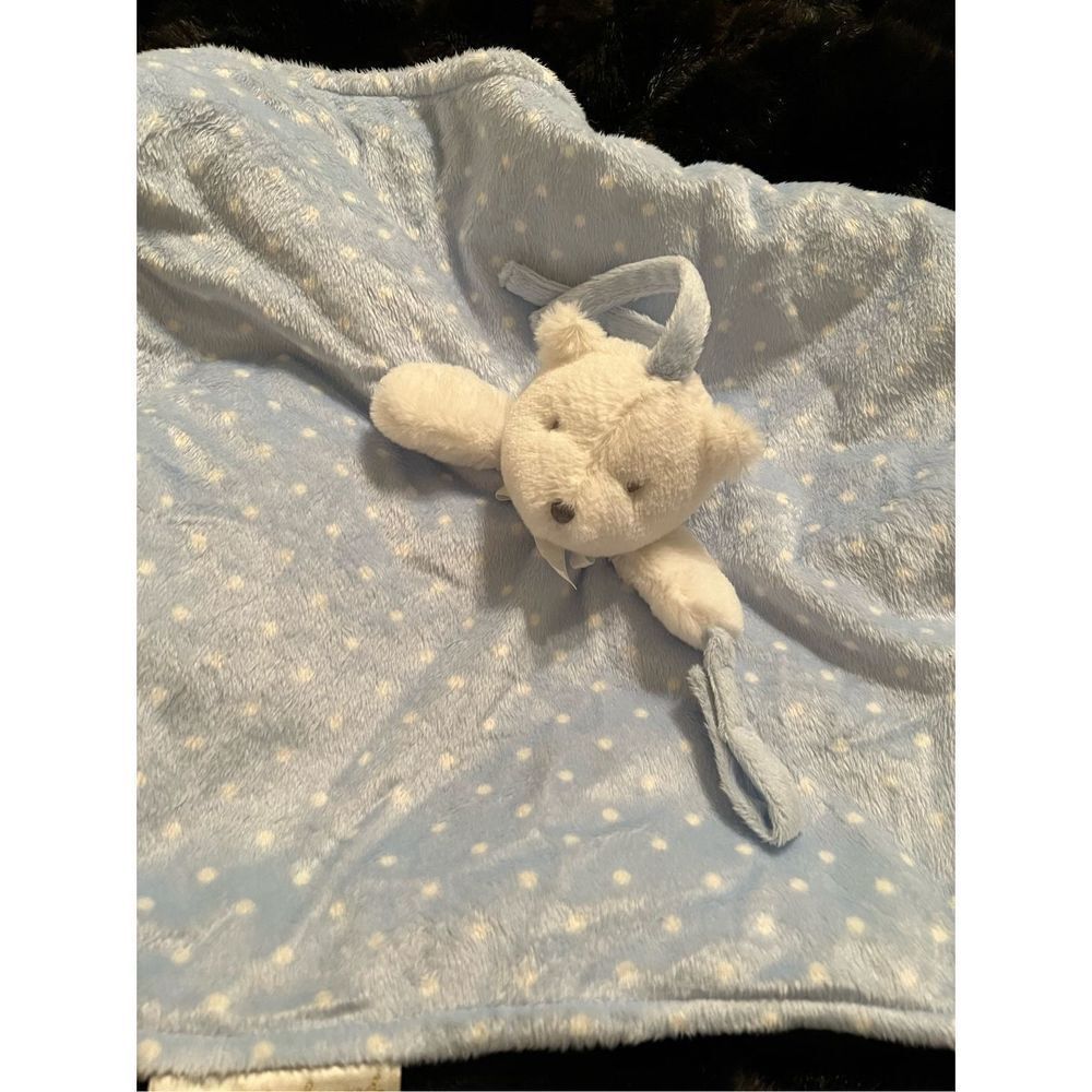 Blanketsย &โ Beyond Blue White PolkaโDot Bear Security Blanket/Lovey/NuNu